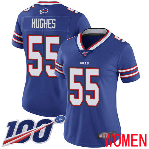 Women Buffalo Bills #55 Jerry Hughes Royal Blue Team Color Vapor Untouchable Limited Player 100th Season NFL Jersey